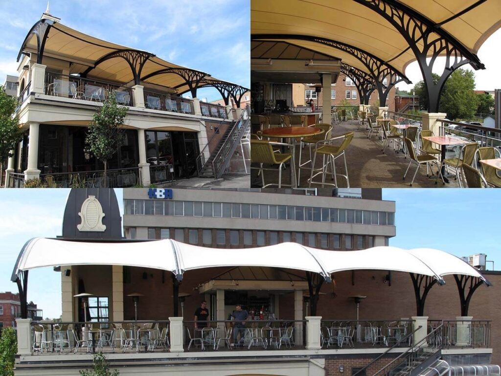 tenda kafe membrane rooftop teras kafe