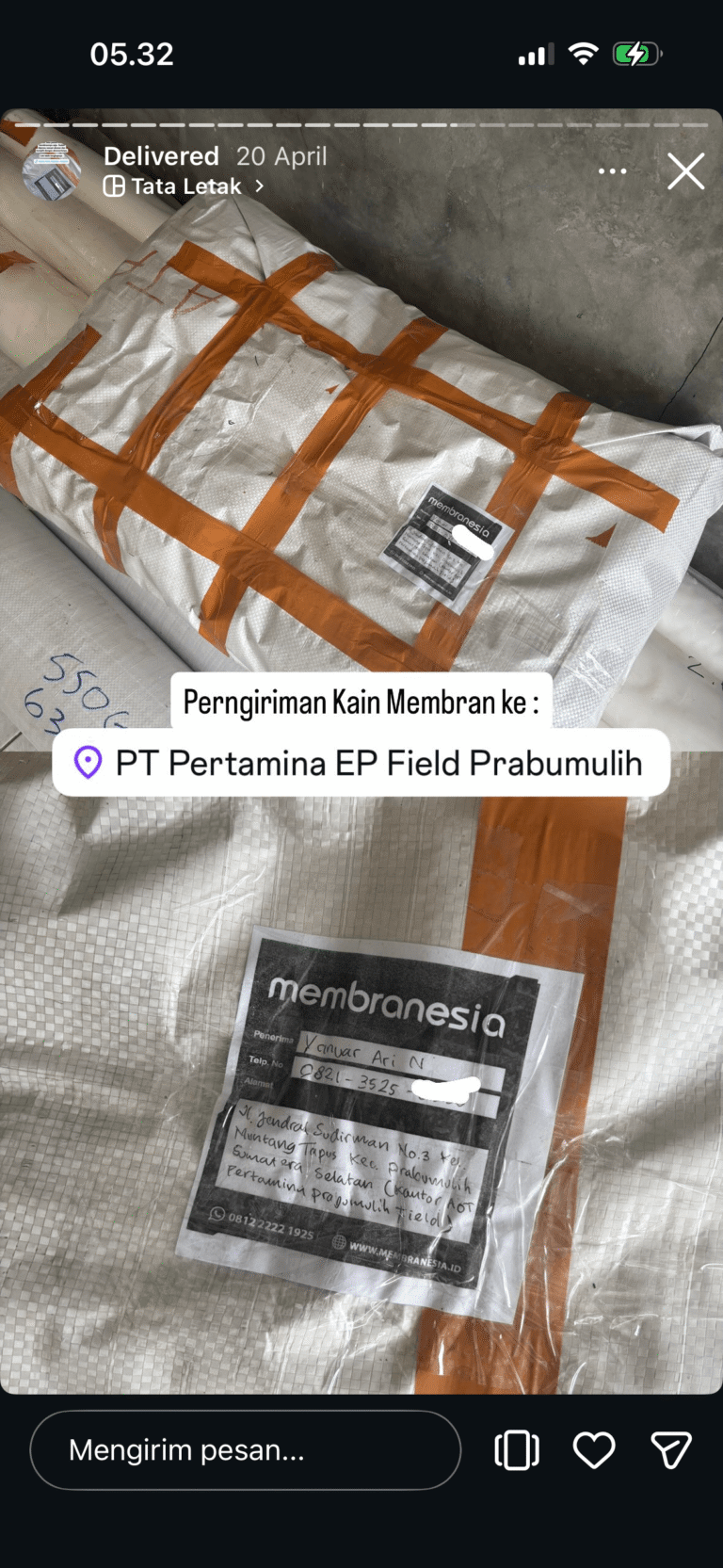 Terkirim ke Kota Prabumulih, Sumatera Selatan